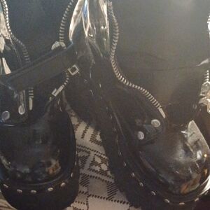 Gothic Demonia Black Patent Platform Boots